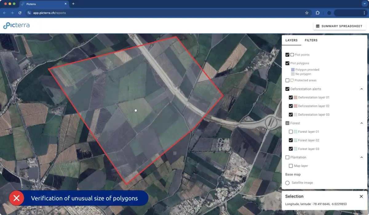 Verification of unusual size of polygons
